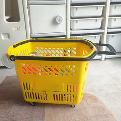 Supermarket Shopping Basket, Hand-Held Basket, Wheeled Plastic Basket, Vegetable Basket, Convenience Store Pull-Type Large Shopping Cart