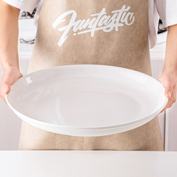 Large Plate for Home Use, Ceramic Plate Specifically for Chopping Chili and Fish Head, Plate for Serving Large Chicken Dishes, Extra-Large Round Deep Soup Plate