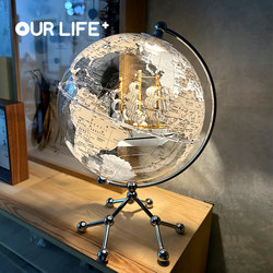 Upgraded Globe Ornament with Lights, Light Luxury, High-End Living Room Tv Cabinet, Study Bookcase, Office Decoration