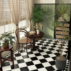 Chengdu French Retro Style Black and White Checkerboard Pattern Floor Tiles Matte Tiles Kitchen Garden Non-Slip Floor Tiles Solid Color