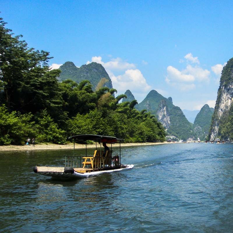 桂林纯玩跟团游5天4晚古东瀑布象鼻山遇龙河竹筏漂流兴坪古镇阳朔