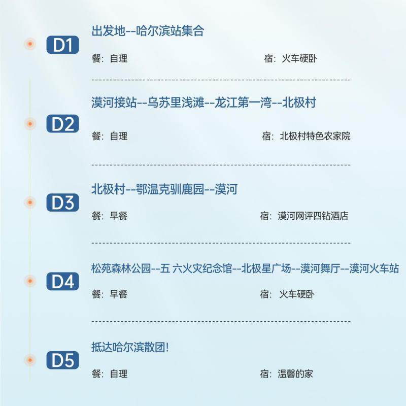 【2-8人小团】北极追光治愈旅行5天哈尔滨漠河北极村看极光含机票