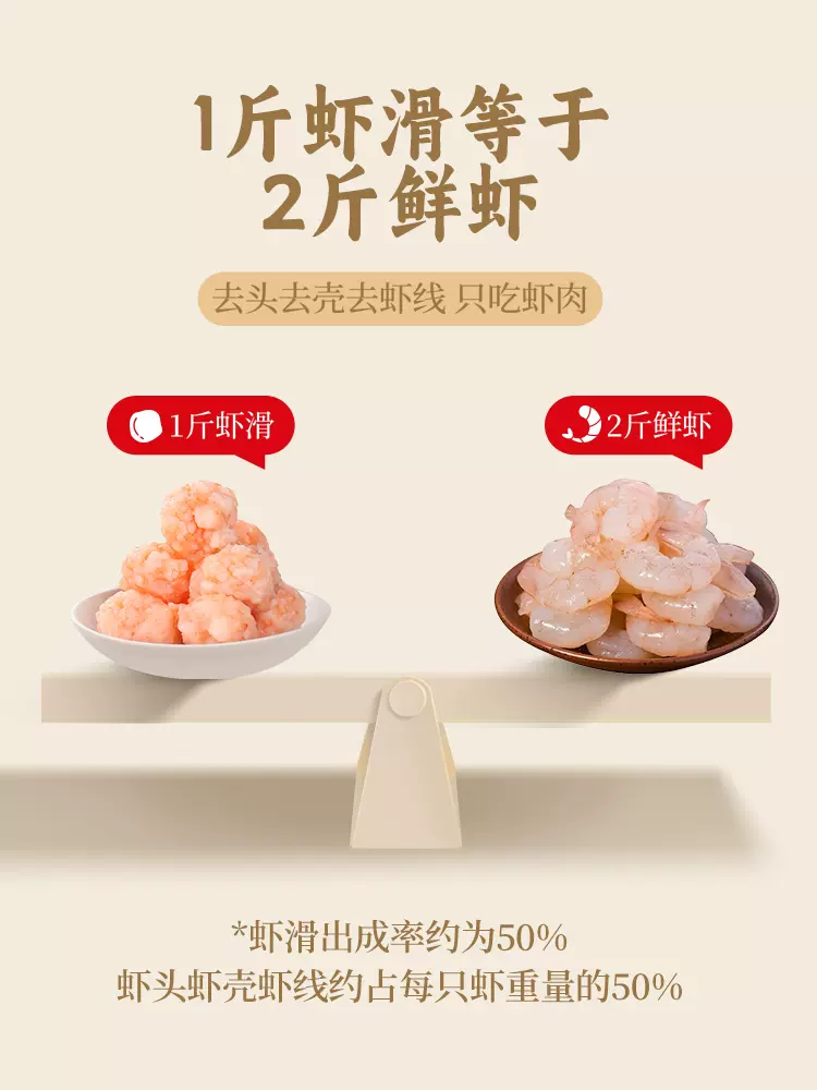 蜀海原味虾滑新鲜无添加纯虾肉鱼籽大颗粒火锅食材即食成品150g