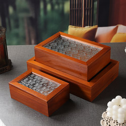 Classical Furniture Wooden Cosmetic Box Jewelry Box Hand Jewelry Box Begonia Flower Glass Desktop Crystal Storage Box