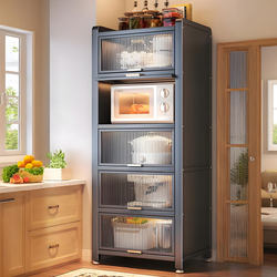 Kitchen Gap Storage Rack, Floor-Standing Multi-Layer Storage Cabinet, Refrigerator Side Storage Cabinet with Doors, Dust-Proof Sideboard