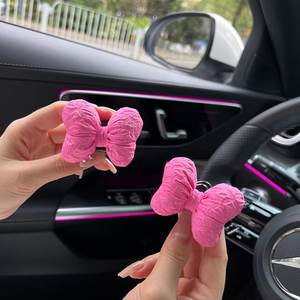 Pink bow car decoration ornament cute car Creative girl creative car hook screen decoration
