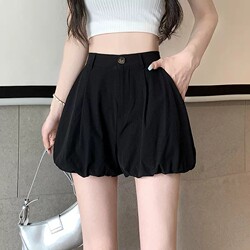 Floral Suit Shorts for Women, Summer Thin Style, 2026 New Model, Petite High-Waisted Slimming Casual A-Line Wide-Leg Pants