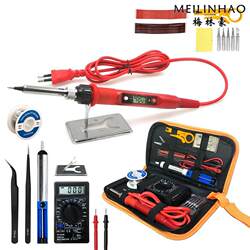60/80W Digital Display Electric Soldering Iron for Home Use, Adjustable Temperature, Industrial-Grade Soldering Pen, Repair Tool Set