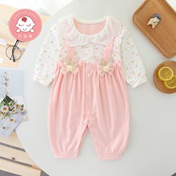 Baby Clothes, Spring Clothes, Baby Girl's Jumpsuit, Summer Thin Short-Sleeved Newborn Baby's 100-Day Full-Month Dress, Princess Harem Dress