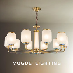 【Xuanji】New Chinese-Style Chandelier for Duplex Villa Living Room, Modern Chinese Style All-Copper Dining Room and Bedroom Lighting Fixtures