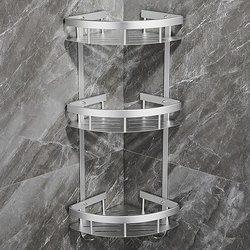 Space Aluminum Bathroom Triangular Shelf, No-Drill Wall-Mounted Corner Toilet Storage Rack