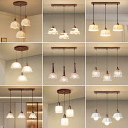 New Walnut-Colored Mid-Century Style Restaurant Chandelier with Three Heads for Dining Table, Bar Counter, Home Dining Room, Linear Internet-Famous Pendant Light