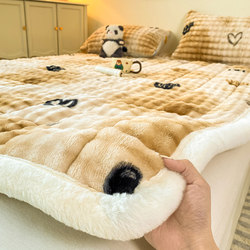 Autumn and Winter Thickened Rabbit Fur Milk Velvet Mattress Pad for Home Bedroom and Student Dormitory Plush Bed Sheet Mattress Pad