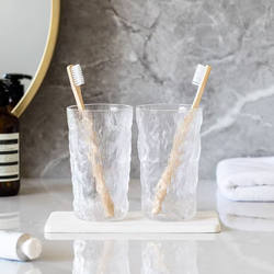 Glacier-Patterned Glass Mouthwash Cup, Transparent Toothbrush Cup, Light Luxury Household Water Ripple Wash Cup, Children's Toothpaste Cup
