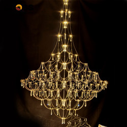 Light Luxury Multi-Layer Crystal Chandelier for Living Room, Villa, Duplex Staircase, Long Lighting Fixture, Home Decorative Art Lamp