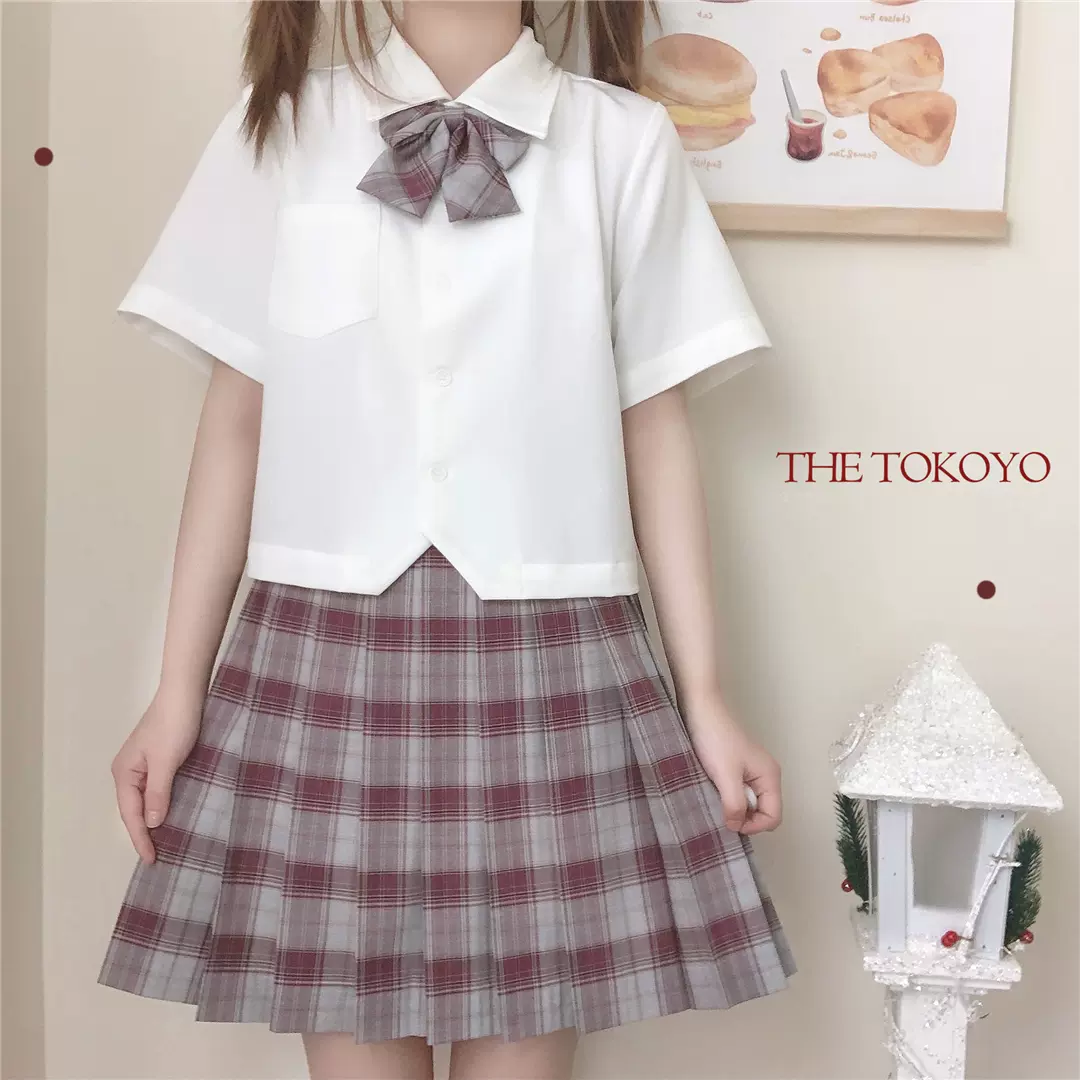 一只奶球 枣红 淡红色格子裙正统jk制服裙成品布半身