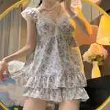 Топ с чашечками, кружевная пижама для принцессы, шорты, комплект, эффект подтяжки, кружевное платье, V-образный вырез, цветочный принт