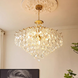 Postmodern Light Luxury French Crystal Chandelier for Living Room, Bedroom, Master Bedroom, New Dining Room Lamp, Romantic Crystal Retro