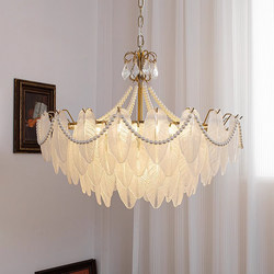 French Light Luxury Living Room Feather Glass Chandelier Italian Post-Modern Minimalist Designer Style Master Bedroom Dining Room Lighting Fixtures