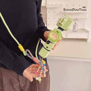 Cartoon green apple tableware suitable for DJI pocket3 protective shell lanyard cute body silicone cover display gimbal lens protective cover camera handle protective cover accessories 2025 new style