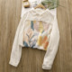 Literary and fresh cartoon oil painting flower loose double -layer cotton yarn baby cotton white shirt female long -sleeved bottom shirt