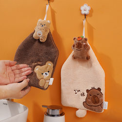 Cute Cartoon Hanging Hand Towel for Bathroom, Absorbent and Lint-Free, Kitchen Hand Towel, Hand Wipe Cloth, Handkerchief