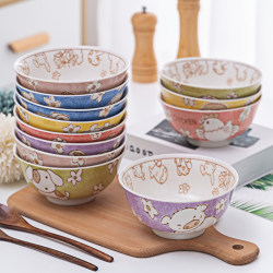 Ceramic Underglaze Color Tableware Twelve Zodiac Bowls for Home Use, Single Jingdezhen Cartoon Rice Bowl, Cute Family Serving Bowl