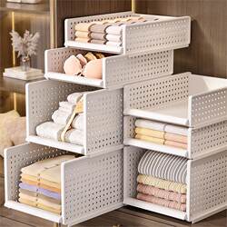 Wardrobe Partition Shelf Home Storage Organizer Drawer-Style Bedroom Clothes Dormitory Organizer Thickened Partition Shelf Storage Rack