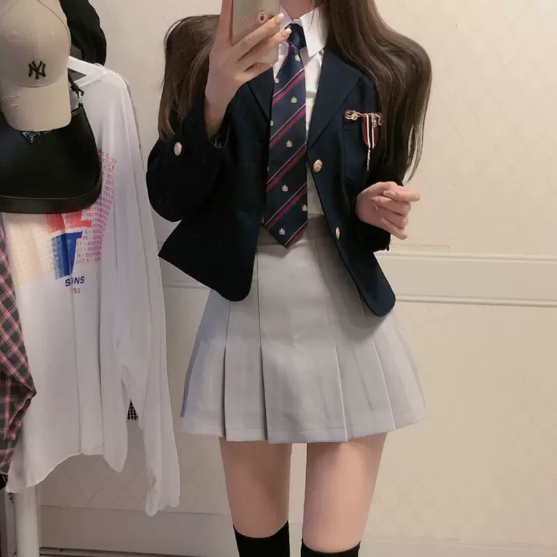 JK制服秋冬装2022年新款女韩国校服西装百褶裙学院风套装两件套潮-Taobao