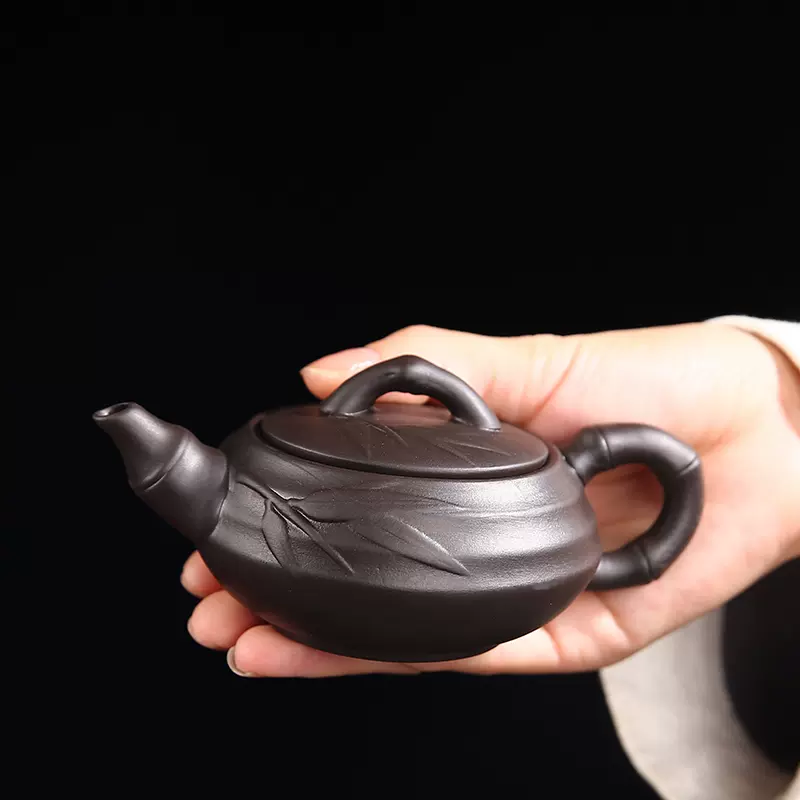 紫砂茶壶陶瓷侧把壶功夫茶具冲泡花茶壶半手工石瓢