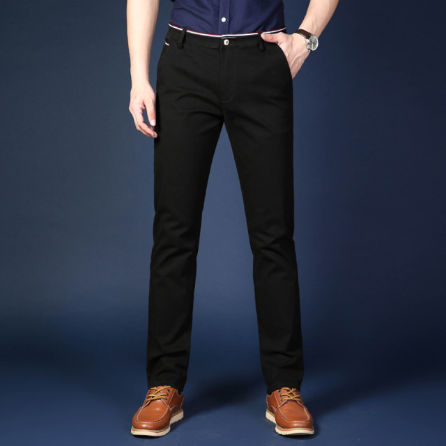 Mens Autumn And Winter High Waist Straight Trousers Middle-Aged Loose Stretch Business Casual Pants