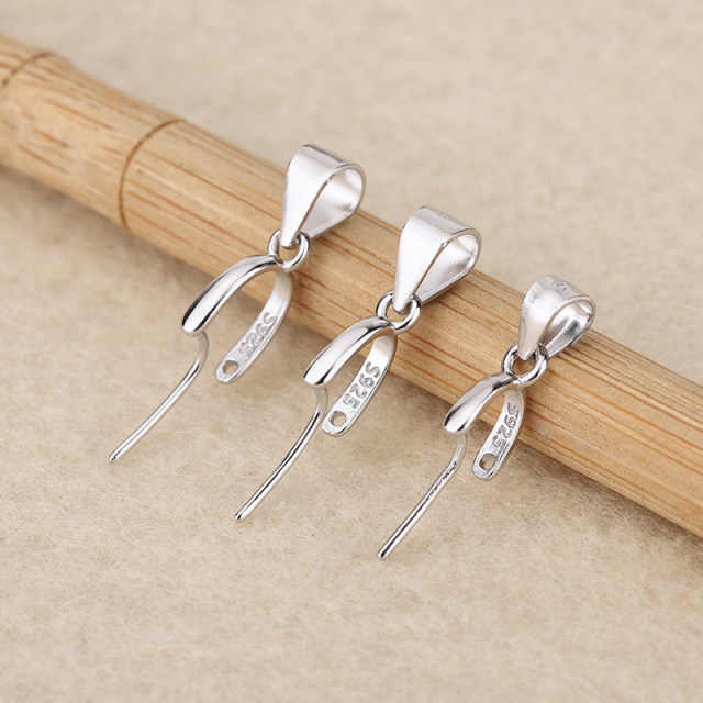 Liang Weng Weng S925 Silver Gua seeds buckle clip clip clipped jade buckle emerald buckle penetration pinch pendant clamp buckle
