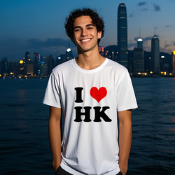 I Love Hk I Love Hong Kong T-Shirt Unisex Short-Sleeve Travel Souvenir Clothing Cultural Shirt Suitable for Foreigners