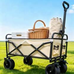 Outdoor Camping Cart, Foldable Multi-Functional Camp Cart, Picnic Cart, Hand-Pulled Cart, Trailer, Stall Cart