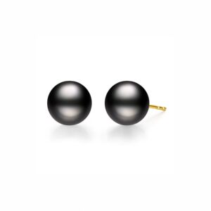 
Meluxe 18k gold natural seawater Tahitian black pearl earrings women's earrings plain studs