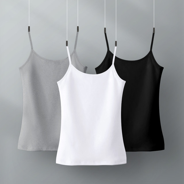 2 pieces of cotton band small vest female suits in the inside and outside wearing large size black and white sexy versatile bottoming shirt summer
