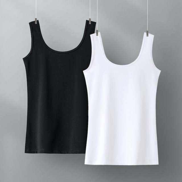 White double U -collar vest female inside European and American open -back camisole jacket large -size sleeveless motion outside the summer bottom cotton