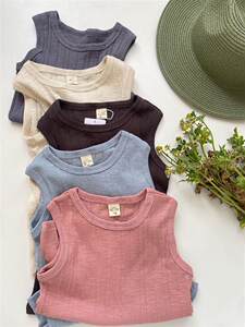 
24 summer custom Japanese pippi versatile series high-quality cotton vest suspender shirt for boys, girls and children