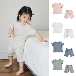 
Class A Modal baby baby short-sleeved suit mesh breathable boneless children's home clothes pajamas air conditioning suit