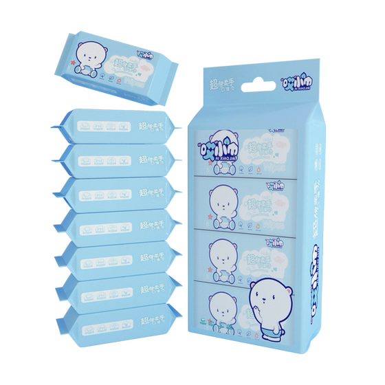 Mini children's wet towel paper Student portable small bags with pumping type baby hand inlet sanitary wet paper towel baby