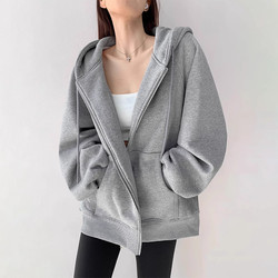 Women's Sweatshirt Jacket, Spring and Autumn Style, 2026 New Autumn Model, Hooded Cardigan, Thin, Loose, Casual, Fleece-Lined Sports Top