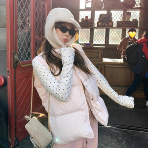 
White duck down pink down vest for women to wear 2025 autumn and winter new style small Korean style warm vest jacket
