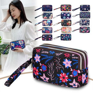 
Coin wallet for women mobile phone bag long canvas clutch simple three-layer zipper clutch for women small bag large capacity