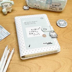 Cute A5 Loose-Leaf Notebook with Leather Cover, High Aesthetic Value, Original and Adorable Design for Middle and Primary School Students