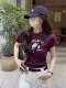 紫色正肩短袖t恤女2026夏季新款洋气独特高级小个子修身短款上衣