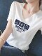 白色正肩v领短袖t恤女2026夏季新款欧货大版时尚洋气高级宽松上衣