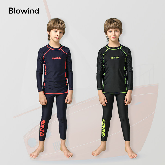 Blowind children's split swimsuit boy's sun protection quick-drying surfing diving medium and large boy's long-sleeved and long-pants swimsuit