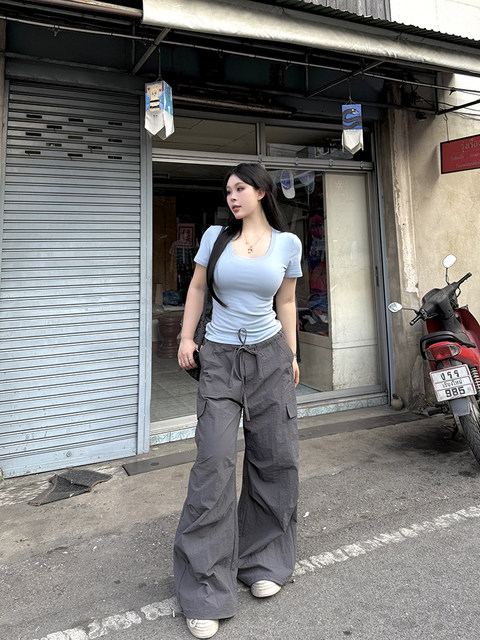 Kurosawa Kyoki work pants 2025 spring new style slightly fat large size high waist slim loose sports casual pants for women
