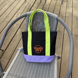 American Trader Joe's LAOSHU Trendy Color-Blocked Canvas Shopping Bag Tote Bag Eco-Friendly Bag Trendy Brand