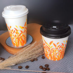 Disposable Thickened Paper Cup for Frozen and Hot Drinks, Beverage Cup, Coffee and Milk Tea Cup with Lid, Double-Layer Coated Cup